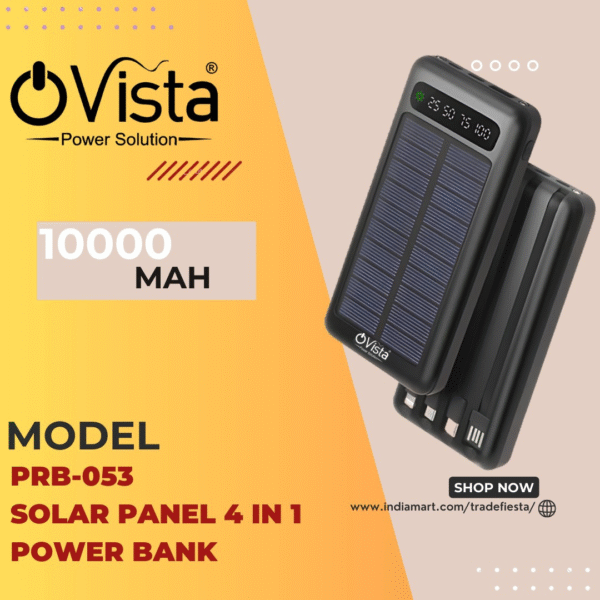 Ovista 10000mAh Power Bank - Portable Mobile Charger with Digital Display and attachable 4 Wire (PRB053) - Image 3