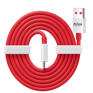Ovista Unbreakable Fast Charging 1M Braided Type A to Type C Cable for Smartphones, Tablets, Laptops & other Type C devices, 480Mbps Data Sync (Red, 1 M)