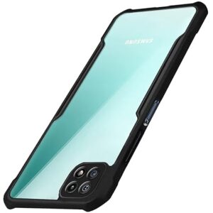 EXCICORE Shock Proof Clear Protective Back Case for Samsung Galaxy A22 5G | F42 5G 2021 - AirEDGE Technology | 360 Degree Camera Protection | Transparent Hybrid Back Case Mobile Cover - Black