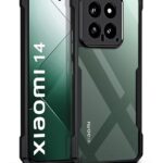 EXCICORE Shock Proof Clear Protective Back Case for Xiaomi 14 - AirEDGE Technology | 360 Degree Camera Protection | Transparent Hybrid Back Case Mobile Cover - Black