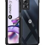EXCICORE Shock Proof Clear Protective Back Case for Motorola Moto G13 - AirEDGE Technology | 360 Degree Camera Protection | Transparent Hybrid Back Case Mobile Cover - Black