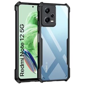 EXCICORE TPU+PC Shock Proof Clear Protective Back Case For Redmi Note 12 5G | Poco X5 5G - Airedge Technology | 360 Degree Camera Protection | Transparent Hybrid Back Case Mobile Cover - Black