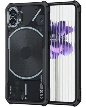 EXCICORE TPU+PC Shock Proof Clear Protective Back Cover Case For Nothing Phone 1 5G - Airedge Technology | 360 Degree Camera Protection | Transparent Hybrid Back Case Mobile Cover - Black