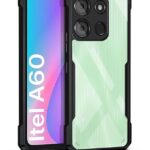 EXCICORE Shock Proof Clear Protective Back Case for Itel A60 - AirEDGE Technology | 360 Degree Camera Protection | Transparent Hybrid Back Case Mobile Cover - Black