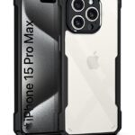 EXCICORE Shock Proof Clear Mobile Back Cover Case for Apple iPhone 15 Pro Max | AirEDGE Technology | Hard | Hybrid PC + TPU | Full Armour Device & Camera Protection - Black