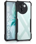 EXCICORE Shock Proof Clear Protective Back Case for Vivo V30e 5G - AirEDGE Technology | 360 Degree Camera Protection | Transparent Hybrid Back Case Mobile Cover - Black