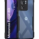 EXCICORE Shock Proof Clear Protective Back Case for Motorola Moto Edge 40 5G - AirEDGE Technology | 360 Degree Camera Protection | Transparent Hybrid Back Case Mobile Cover - Black