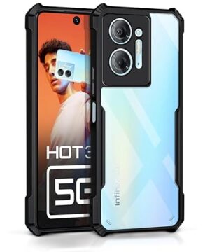 EXCICORE Shock Proof Clear Protective Back Case for Infinix Hot 30 5G - AirEDGE Technology | 360 Degree Camera Protection | Transparent Hybrid Back Case Mobile Cover - Black