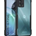 EXCICORE Shock Proof Clear Protective Back Case for Motorola Moto G72 - AirEDGE Technology | 360 Degree Camera Protection | Transparent Hybrid Back Case Mobile Cover - Black