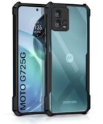 EXCICORE Shock Proof Clear Protective Back Case for Motorola Moto G72 - AirEDGE Technology | 360 Degree Camera Protection | Transparent Hybrid Back Case Mobile Cover - Black