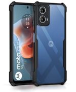 EXCICORE Shock Proof Clear Protective Back Case for Motorola Moto G34 5G | Moto G45 5G - AirEDGE Technology | 360 Degree Camera Protection | Transparent Hybrid Back Case Mobile Cover - Black