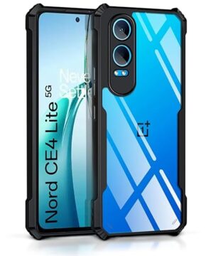 EXCICORE Shock Proof Clear Protective Back Case for 1+ OnePlus Nord CE 4 Lite 5G - AirEDGE Technology | 360 Degree Camera Protection | Transparent Hybrid Back Case Mobile Cover - Black