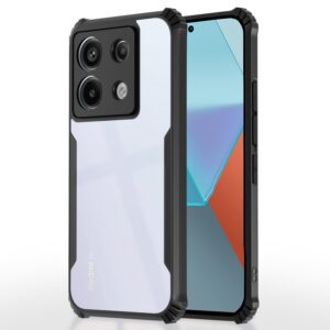 Redmi Note 13 Pro 5G Back Cover | Crystal Clear Transparent Back | Ultra Hyrbid | Full Camera Protection | Raised Edge | Bumper Back Case (Black)