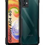 EXCICORE Shock Proof Clear Protective Back Case for Samsung Galaxy A04 4G - AirEDGE Technology | 360 Degree Camera Protection | Transparent Hybrid Back Case Mobile Cover - Black