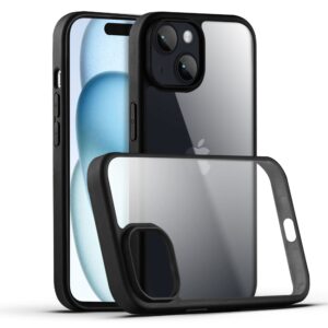 Premium Silicon Soft Framed Case with Clear Back Cover For Apple iPhone 15