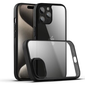 Premium Silicon Soft Framed Case with Clear Back Cover For Apple iPhone 15 Pro Max
