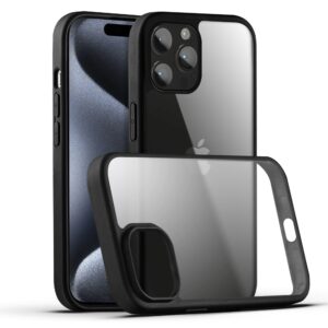 Premium Silicon Soft Framed Case with Clear Back Cover For Apple iPhone 15 Pro
