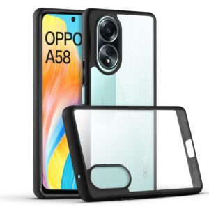 Premium Silicon Soft Framed Case with Clear Back Cover for Oppo A58 4G