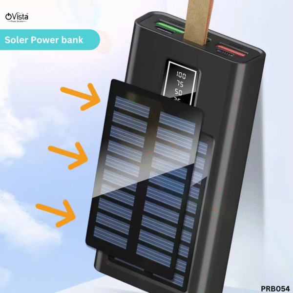 Ovista 18W Fast Charging 20000mAh Power Bank with Solar Panel & Digital Display (Multicolour, PRB054) - Image 5
