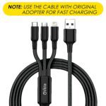 ovista 4.5A Fast Charging 3 In 1 Braided data cable Data Cable Type c, micro, lightning data cable, 480mbps speed data transfer Suitable For All Supported Mobile Phones (OVDM008) - Image 2